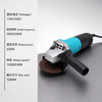 Meuleuse d'angle professionnelle robuste sans balais 100 mm en alliage d'aluminium 50-60 Hz avec cordon pour bricolage industriel et disque de meulage