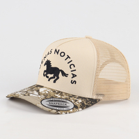 Gorra de malla unisex con 5 paneles, camuflaje, estructurada, con logotipo de caballo bordado personalizado, para correr y deportes, venta al por mayor