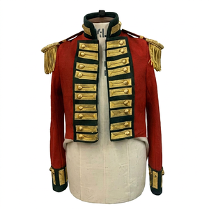 Manteau long en laine rouge pour homme, style vintage, double boutonnage, manches longues, vêtement d'extérieur décoratif - Product Image 1