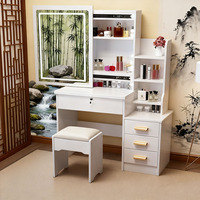 Table de toilette en bois avec miroir et tiroirs, avec porte coulissante, pour la chambre à coucher