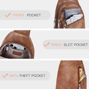 Estilo <span class=keywords><strong>Vintage</strong></span> elegante Crossbody Messenger couro bolsa cinta ajustável Fanny Pack Zipper encerramento portátil impermeável feminino - Product Image 6