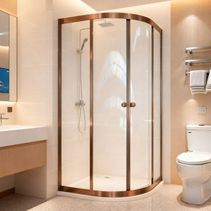 Porte <span class=keywords><strong>de</strong></span> <span class=keywords><strong>douche</strong></span> coulissante en verre en aluminium étanche, panneau mural, profilé <span class=keywords><strong>de</strong></span> <span class=keywords><strong>douche</strong></span> incurvé en métal sur mesure pour salle <span class=keywords><strong>de</strong></span> bain, porte coulissante en verre - Product Image 4