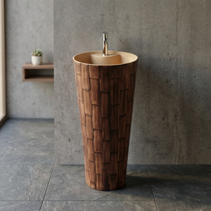 High Quality Red Porcelain Square Pedestal <b>Wash</b> Basin <b>Set</b> Jeker Model for Mall Use Modern Design - Product Image 6