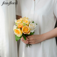 Bouquet de 25 cm de roses artificielles en bourgeons, mini roses en soie hautement réalistes, nouées à la main, écologiques, vente en gros