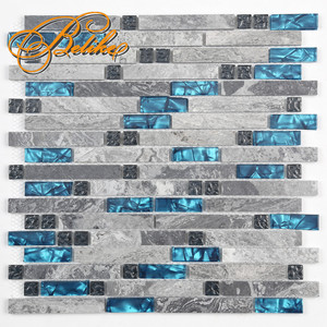 Persiano Marmo Grigio Blu Laminato Tessere di Mosaico di Vetro Della Parete Che Copre Posteriore Splash <span class=keywords><strong>Bagno</strong></span> di Casa Arredamento In Primo Piano di <span class=keywords><strong>Piastrelle</strong></span> di Pietra - Product Image 2