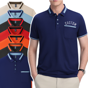 Camiseta Polo de Algodón Personalizada para Hombre, Manga Corta con Bolsillo, Color Sólido, Transpirable, Estilo Casual, Impresión por Transferencia de Calor - Product Image 1