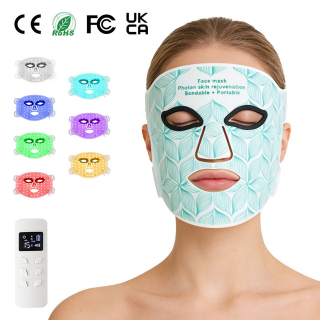 New 7 Colors LED Mask Facial Skin Care 510k LED Mask Silicone Skin Rejuvenation Therapy Face Anti Aging Skin Red Light Mask