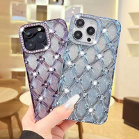 Nouvelle Coque de Téléphone Anti-chute en TPU avec Design Dégradé, Fleur Électroplaquée et Diamants Scintillants pour iPhone 17 Air, 17 Pro Max, 16, 15