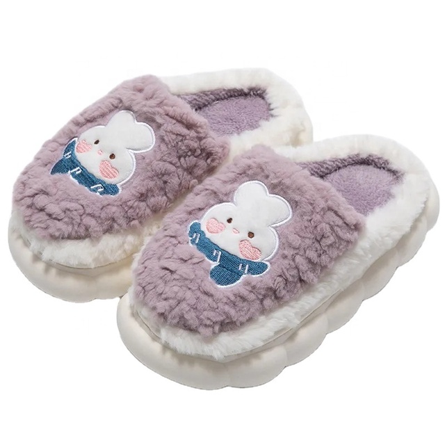 2023 Hot Selling Cute Warm Purple Comfortable Indoor Fashionable Winter Customized Indoor Home Women and Men's slippers