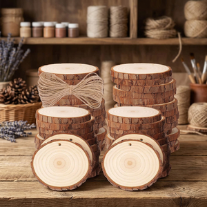 Pine <b>Wood</b> Round <b>Slices</b> 30 Pcs 6-7cm Unfinished Handmade Predrilled 2.4-2.8" Hole Kit DIY Art Craft Christmas Ornaments Coasters - Product Image 6