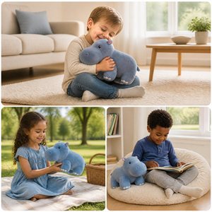 Maßgefertigtes OEM Super Weiches Nilpferd-Plüschtier mit Gestickten Augen Nicht-Fellverlustendes Stofftier Kindergeschenk Konformitätsprüfung Unterstützt - Product Image 3