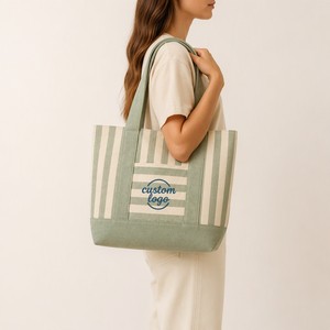 Sac fourre-tout en toile imperméable, coton enduit, surdimensionné, réutilisable, avec fermeture éclair, pour femme, plage, courses, voyage, travail, extérieur - Product Image 1