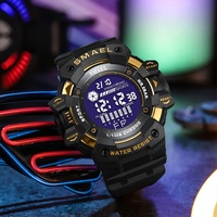 Jam Tangan Digital Sport SMAEL 8050 dengan Dial Bercahaya, Alarm, Kronograf, Tahan Air 50mm, Unisex, Bahan Plastik