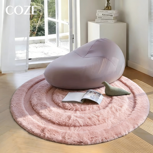<span class=keywords><strong>Tapis</strong></span> rond en peluche fait main Coze, moderne, minimaliste, de couleur crème, haut de gamme, pour chambre à coucher, <span class=keywords><strong>tapis</strong></span> moelleux en soie de lait pour salon - Product Image 2