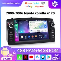 Autoradio Android pour Toyota Corolla E120 E130 2000-2008 Radio sans fil Carplay/Android Auto Écran tactile 7 pouces GPS WiFi BT FM