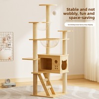 Tour griffoir pour chat toutes saisons, multi-niveaux, en bois, durable, avec double capsule spatiale, design minimaliste, petit modèle
