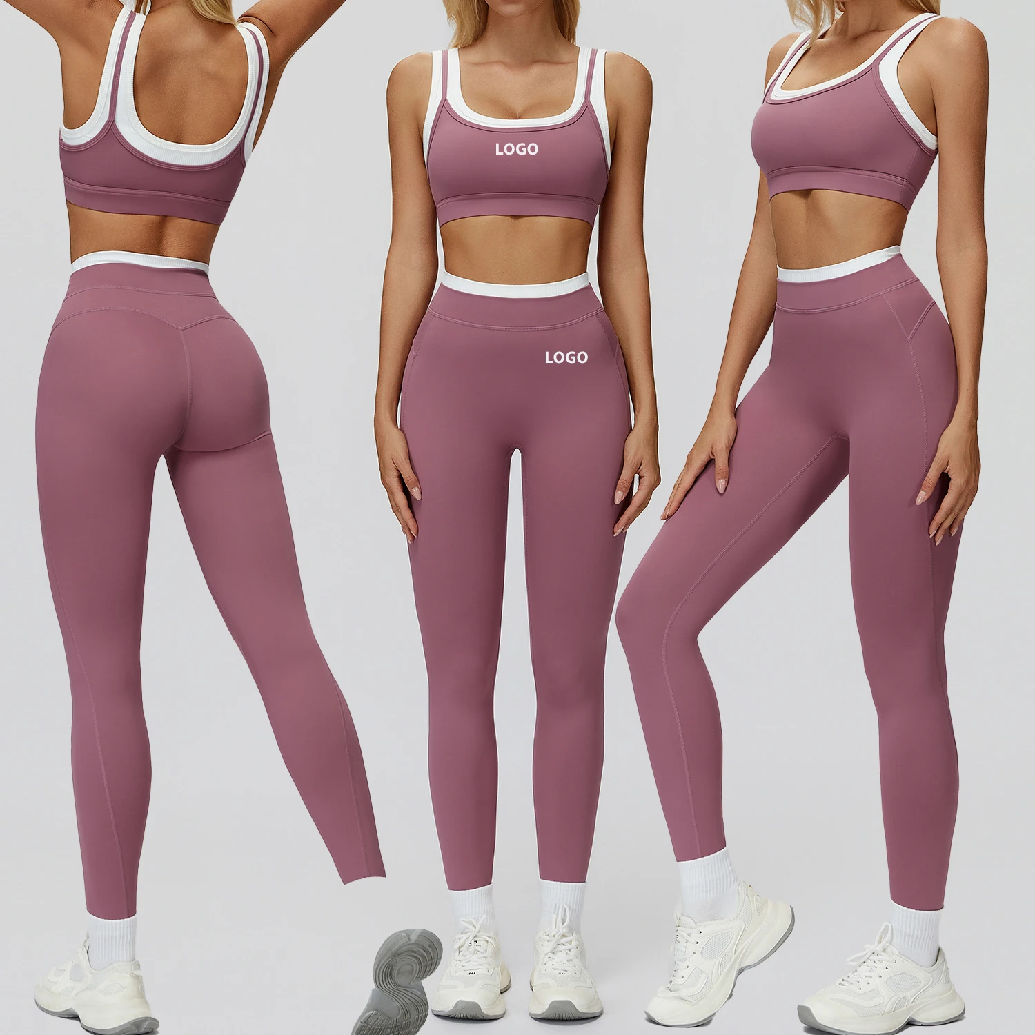 Wholesale Athletic Clothing for Ladies Gym Fitness Sport Workout Clothes 2 Piece Activewear Suit Women Sports Wear Yoga Suit Set