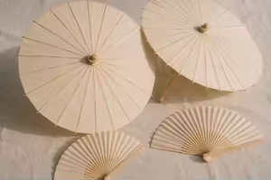Sombrilla de papel beige para boda, parasol para fotografía de bodas, decoración para fiestas de boda, sombrilla de papel blanca pintada a mano, artesanías. - Product Image 3