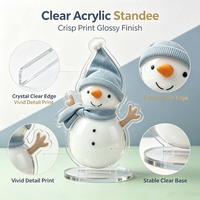 Porte-clés personnalisé en acrylique, décoration de table de Noël, ornement de bureau transparent imprimé sur mesure, motif de dessin animé lumineux