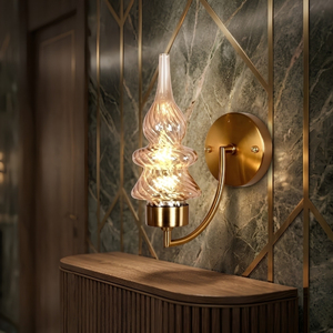 Aplique de pared de cristal veneciano soplado a mano de buena calidad, latón cepillado para decoración de dormitorio - Product Image 5