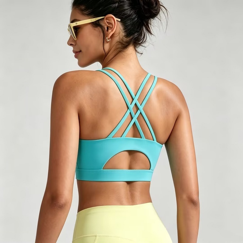 High Elastic Custom High Quality Quickly Dry Lightweight Breathable Criss Cross Back Exercise Bra Yoga Sports Bra for Gym