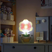 Lampu Tidur Mini LED OEM W075 untuk Kamar Bayi, Lampu Malam Bentuk Pot Bunga Putih Hangat dengan Saklar, Lampu Tidur ABS Lucu untuk Anak-Anak, Hadiah untuk Anak