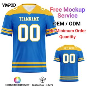 Jersey Sepak Bola Amerika Grosir Cetak Sesuai Permintaan OEM ODM Nama Tim Kustom Seragam Olahraga Bernapas FBJ02-250607-14 - Product Image 1