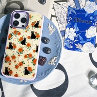 Coque de téléphone à panneau arrière magnétique remplaçable pour Iphone17/17pro/17promax/17air avec le chat à fleurs colorées dorées