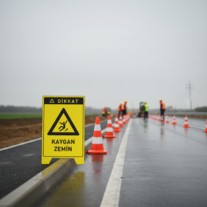Señal de Advertencia de Superficie Resbaladiza, Material de PVC y PC para Carreteras, Seguridad Vial, Conos de Tráfico - Product Image 3