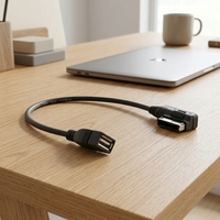 Câble de données USB 2.0 tressé blindé de 0,3 m, coudé à 90 degrés (droit/gauche), mâle Type B, charge rapide 3A pour téléphone portable et ordinateur