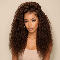 Perruque Lace Front HD 13x4 en Cheveux Humains Bouclés Crépus Brun Foncé, Pré-épilée, Ligne de Cheveux Naturelle, Sans Colle, pour Femmes Noires
