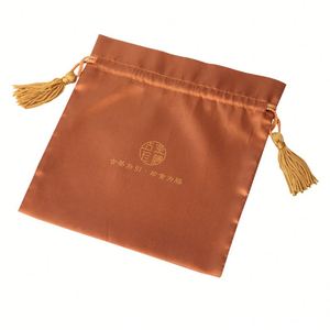 Sacs en satin pour cadeaux de mariage, vente directe du fabricant chinois, sacs en satin champagne, pochettes en satin avec dentelle - Product Image 2