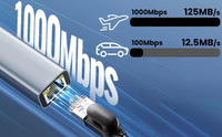 Adaptador USB a RJ45 Tipo-C 2 en 1 Gigabit Ethernet USB3.0 con Cable de 1000 Mbps para Computadoras Portátiles en Existencia