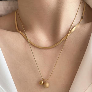 سلسلة ثعبان شخصية مزدوجة الطبقة قلادة قلادات مجوهرات للنساء رخيصة الفولاذ المقاوم للصدأ 18 قيراط قلادة مطلية بالذهب في المخزون - Product Image 5