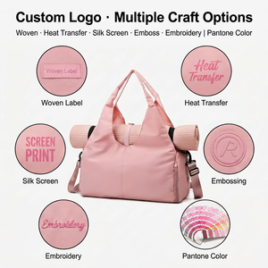 Borsa da ginnastica <span class=keywords><strong>rosa</strong></span> di lusso borsa da ginnastica da donna con Logo personalizzato con Logo tattico <span class=keywords><strong>borsone</strong></span> da palestra con supporto per tappetino Yoga e scomparto per scarpe - Product Image 3