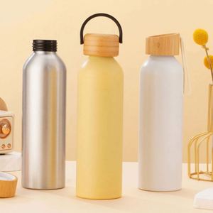 Nueva Llegada, Botellas de Agua Deportivas de Aluminio con Logotipo de Marca al por Mayor, con Tapa de Bambú y Asa, para Promociones, Precio de Fábrica - Product Image 2