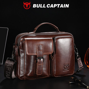 Bolso bandolera vintage BULLCAPTAIN para hombre, de cuero genuino, bolso de mano para negocios, maletín, bolso mensajero para hombre - Product Image 1
