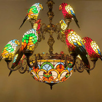 Lampes de lustre en verre teinté rétro sur mesure HFBH, perroquet, villa, bar, restaurant, salon, luminaire suspendu en forme d'oiseau