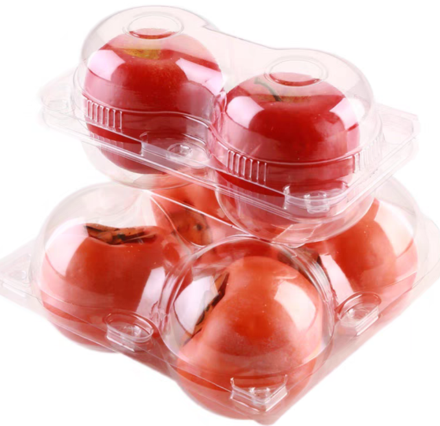 1 2 3 4 6 Cells Recycled Transparent Apple Containers Box PET Plastic Clamshell Packaging for Fruit