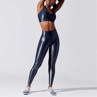Leggings brillants pour femme, ensembles de sport personnalisés, ensembles de fitness deux pièces, soutien-gorge de sport, leggings de yoga taille haute