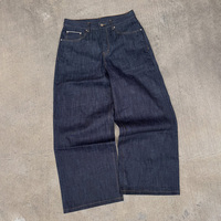 Pantalon en jean vintage sur mesure, coupe bootcut ample, jambe droite, en denim brut japonais selvedge