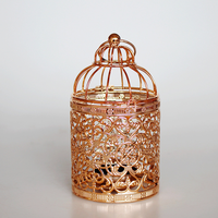 Vente en gros d'accessoires de mariage pour décoration d'intérieur, métal plaqué or, artisanat, bougeoir créatif pour cage à oiseaux