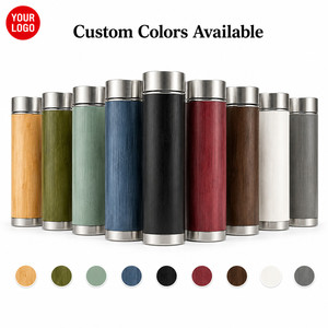 Custom Logo 500ml Bamboo Vacuum Insulated Water Bottle Stainless Steel Thermos with <b>Tea</b> <b>Infuser</b> Eco Friendly Business Gift - Product Image 2