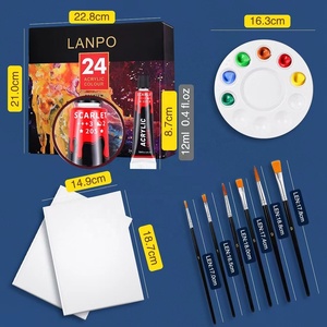 Pinturas Acrílicas Profesionales para Artistas, 24 <span class=keywords><strong>Colores</strong></span>, 12 ml, con 1 <span class=keywords><strong>Paleta</strong></span>, 2 Lonas y 6 Pinceles - Product Image 2
