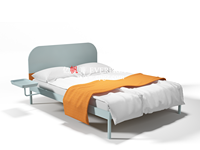 Lit double en bois à coins arrondis de haute qualité et confortable pour dortoir scolaire, universitaire, appartement, auberge, hôtel - À vendre