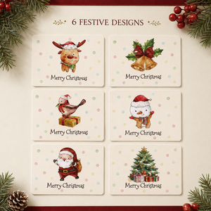 Simpatiche Cartoline Natalizie Assortite in Stile Acquerello, Biglietti Illustrati Festivi con Disegni di Albero di Natale, Campana e Uccelli per <span class=keywords><strong>Auguri</strong></span> Festivi - Product Image 3