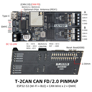 En stock LILYGO T-2CAN T-2CAN-FD Module double bus CAN ESP32-S3 MCP2515 MCP2518FD Carte de développement WiFi BLE 5 - Product Image 5