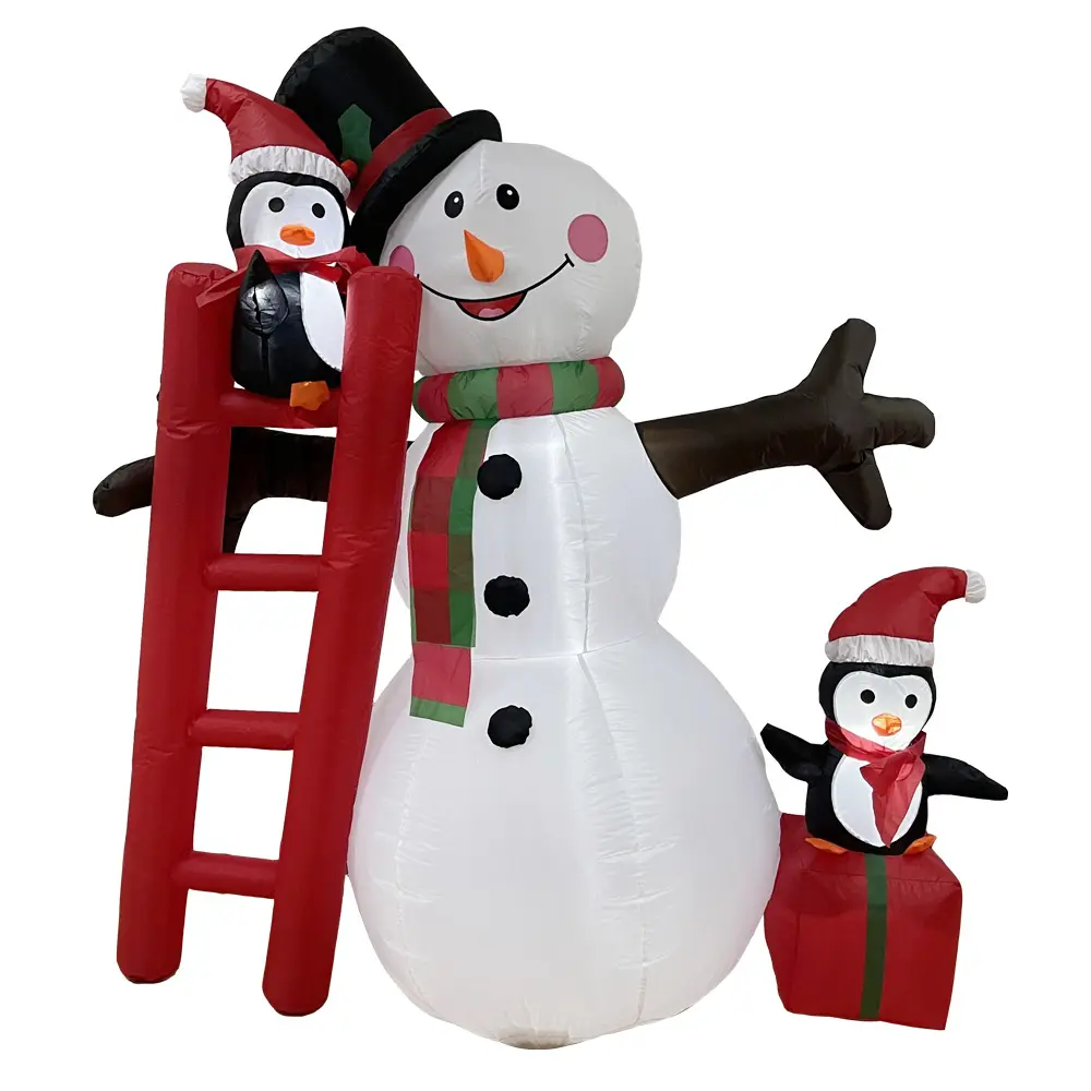 1.8m Christmas Inflatable Decoration Ornament Snowman & Penguin With LED Light