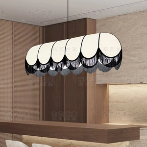 Chinese Style Pendant Lamp 120cm Long White Fabric E27 LED Warm <b>Light</b> For Living Room <b>Dining</b> Room Bar Counter - Product Image 2
