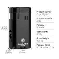 Briquet cigare de luxe à double jet flamme logo personnalisé vente en gros allume-cigare torche butane et coupe-cigare